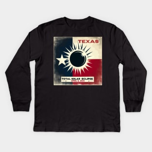 Texas Total solar eclipse 2024 Kids Long Sleeve T-Shirt